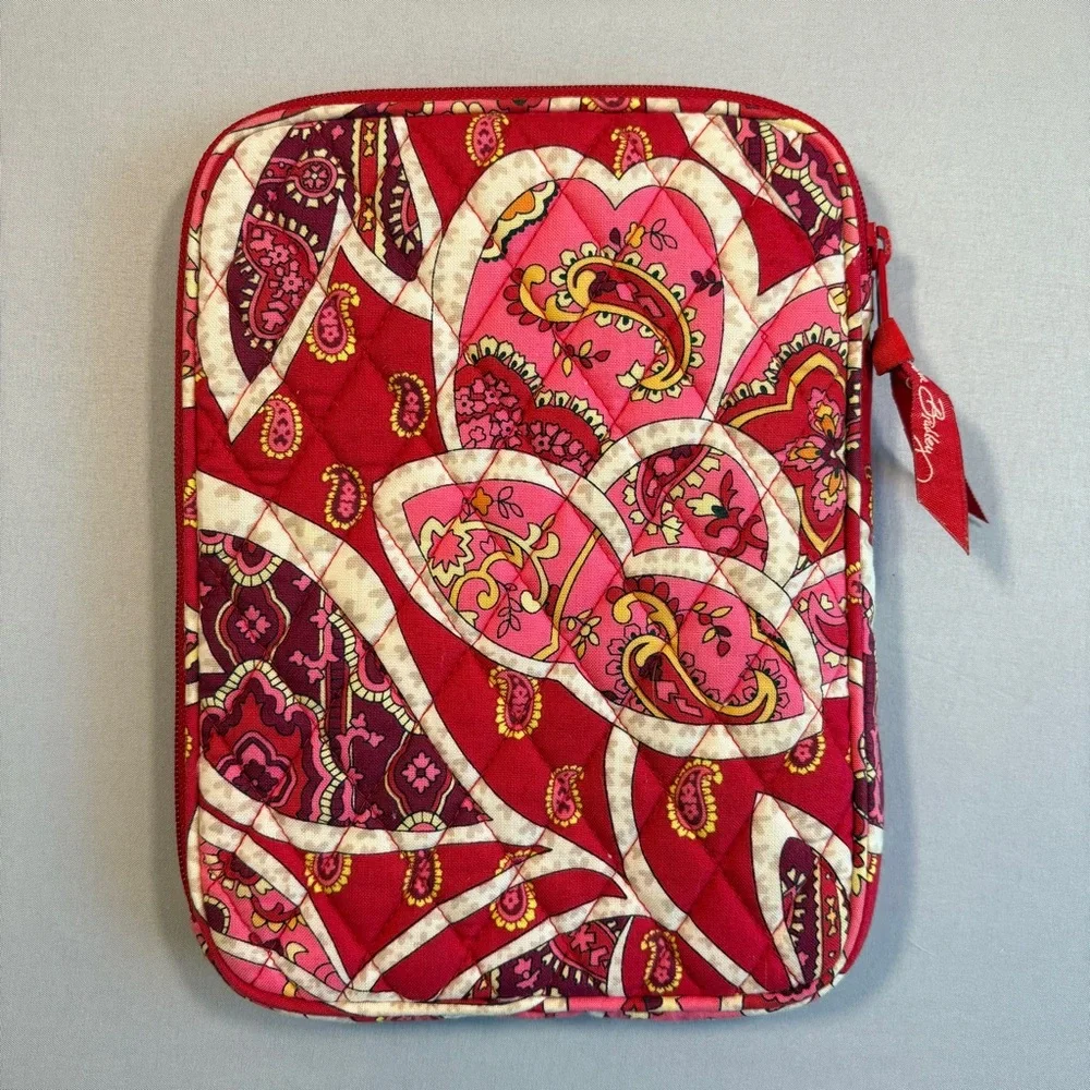 Vera Bradley E-Reader Sleeve Rosy Posy Pattern Red/Pink Zipper Padded
